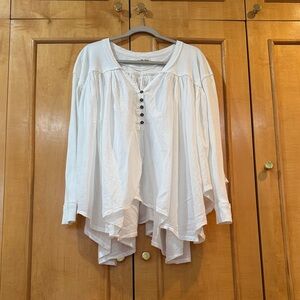 Women's White Layered Henley Top